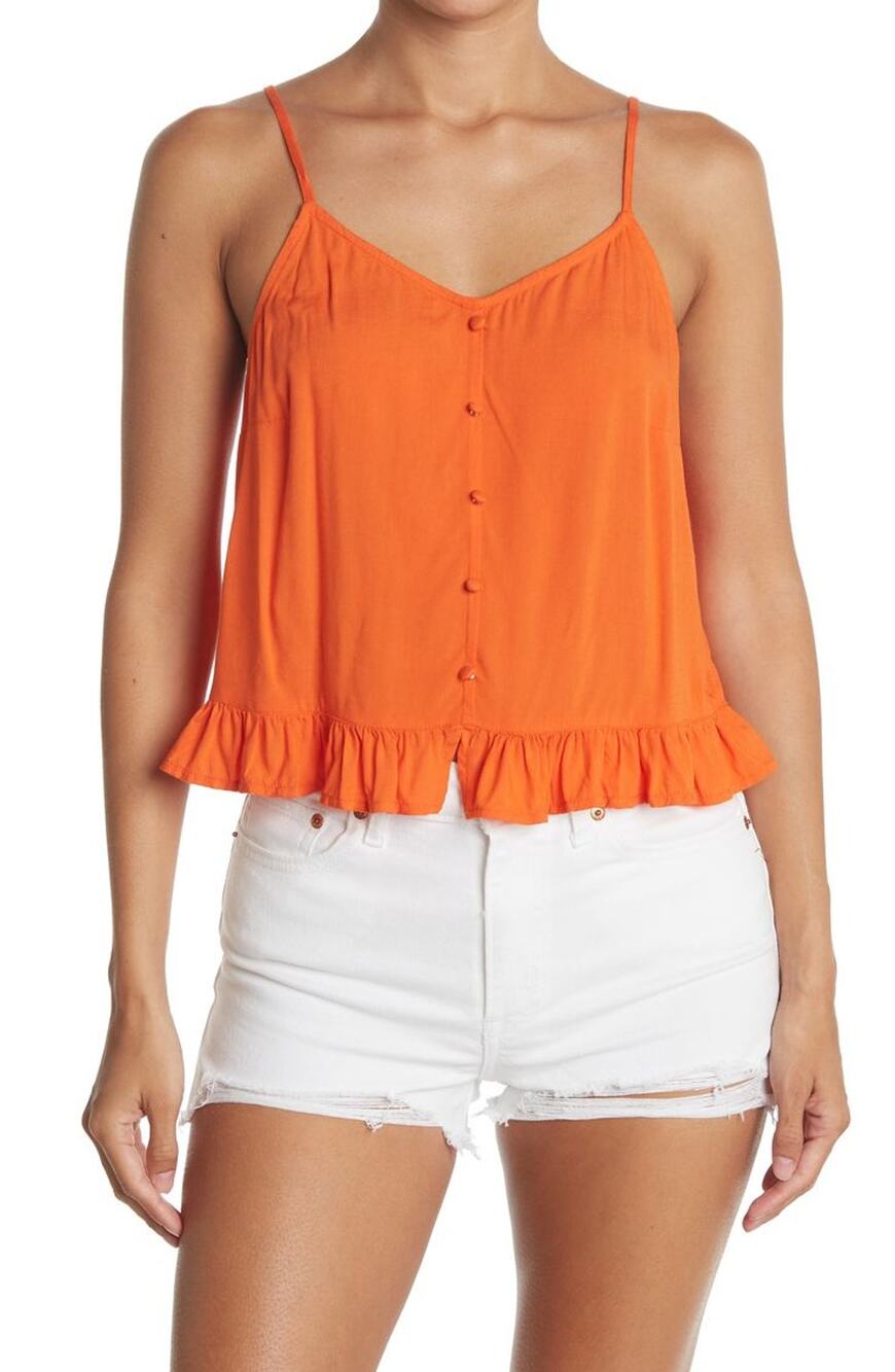 Orange Babydoll Camisole Ruffle Trim 4X Boho Nordstrom Abound Flattering NEW - Picture 1 of 7